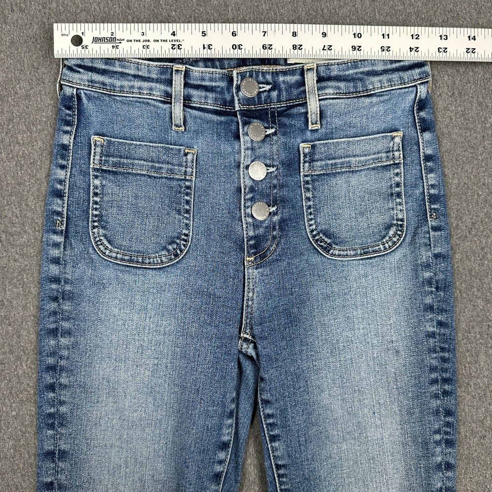 AG Anthropologie Vintage Stevie Ankle Button Up Jeans 25R Slim Straight Patch - Picture 6 of 11